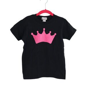 Jack & Nicole Crown Graphic Tee Girl S Black Cute Kawaii Casual Playful Bold NWT